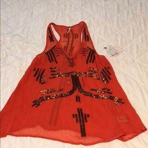Free People racer back sequined top
